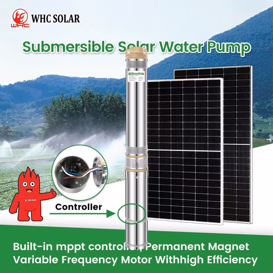 Latest Upgrade AC/DC Hybrid MPPT Controller 6inch Stainless Steel Impeller Solar Powered Centrifugal Submersible Pump